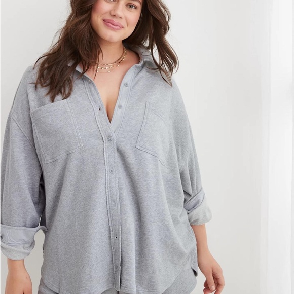 Aerie Lumberjane Oversized Fleece Shacket XL - Picture 6 of 6